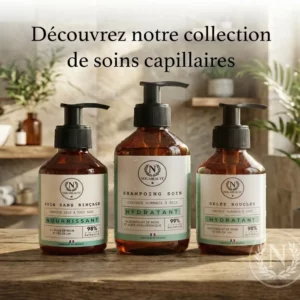 Lot de collection de soins capillaires composé d'un soin sans rinçage, d'un shampoing soin et d'une gelée boucles