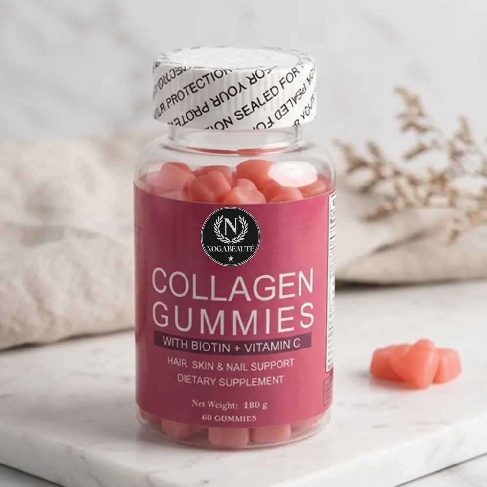 Flacon de gummies collagène pour peau, cheveux et ongles